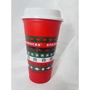 Starbucks Coffee Christmas Holiday Travel Cup with Snap On Sip Lid 16 oz Red